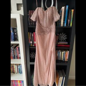 Bri’Zan Couture Elegant One of a Kind Off-The-Shoulder Pink Formal Gown